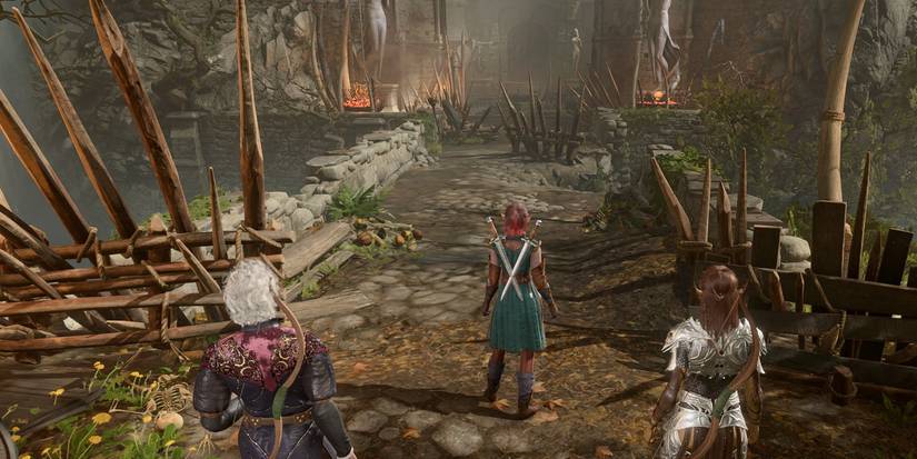 A view of the goblin camp as the party approaches in Baldur's Gate 3