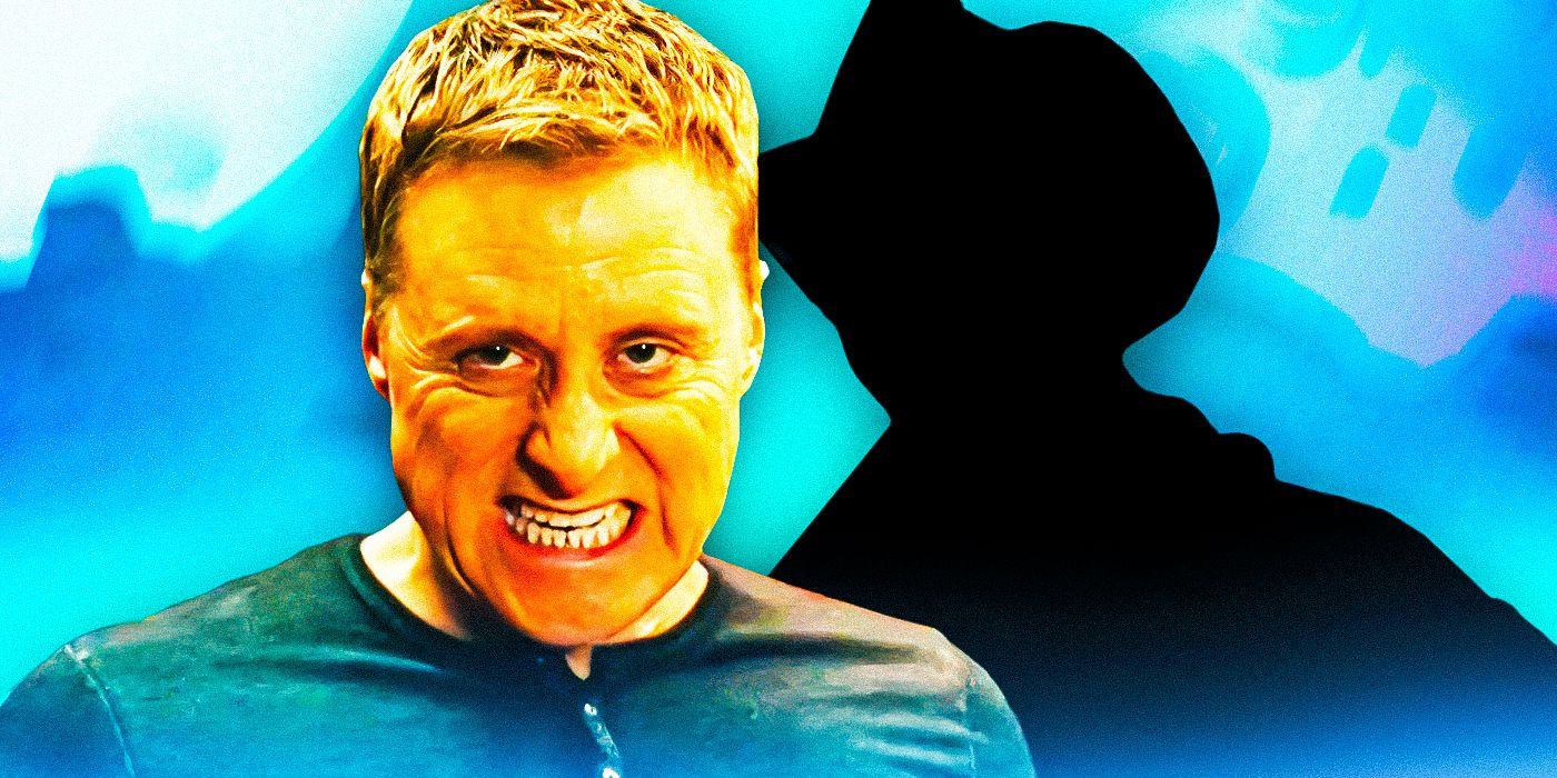 A custom image of Alan Tudyk sneering as Harry Vanderspeigle against a backdrop of an outline of another Resident Alien character