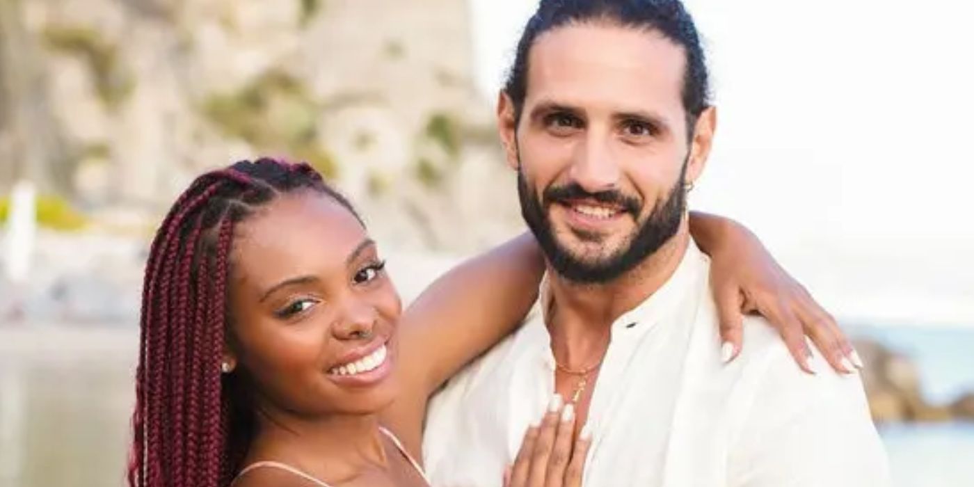 Alex and Adriano hugging in promo shoot photo in 90 Day Fiance