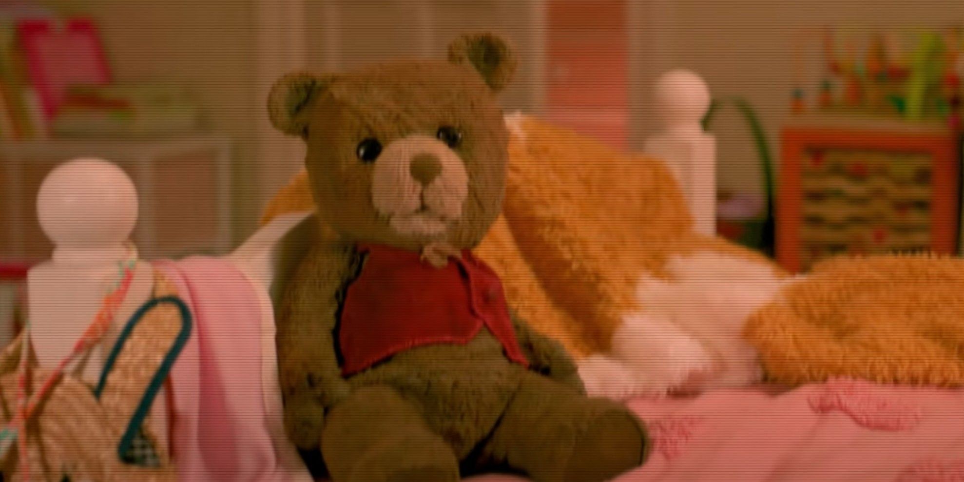 Chauncey the teddy bear on a screen in Imaginary