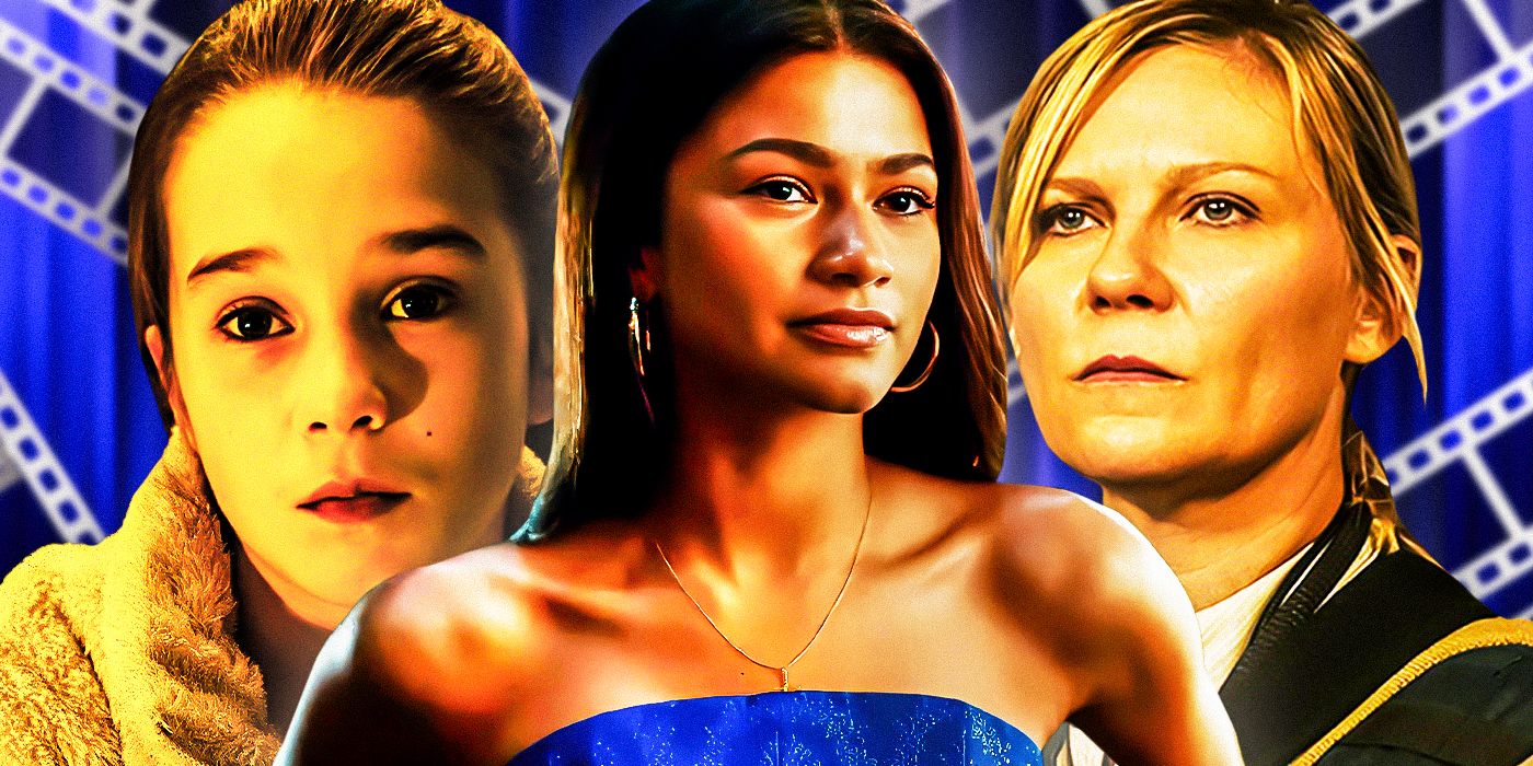 Alisha Weir as Abigail from Abigail, Zendaya as Tashi Donaldson from Challengers, Kirsten Dunst as Lee from Civil War