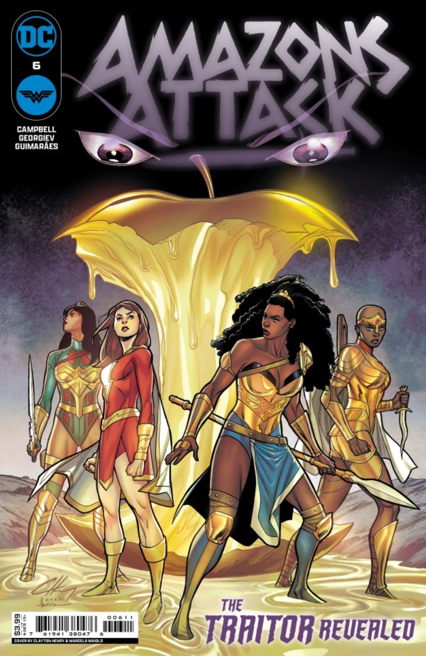 Capa do Amazons Attack #6 com Nubia, Mary Marvy, Wonder Girl Yara Flor