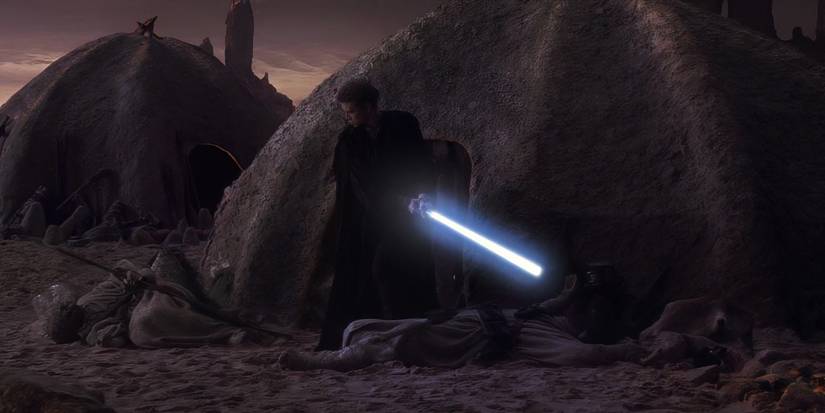 Anakin Skywalker killing Tusken Raiders. 