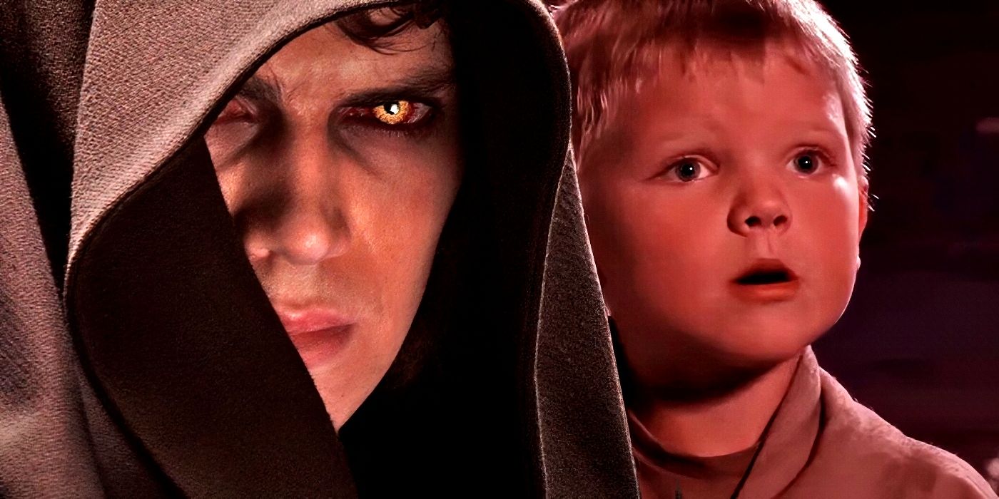 Star Wars' Anakin Skywalker next to one of the younglings he killed.
