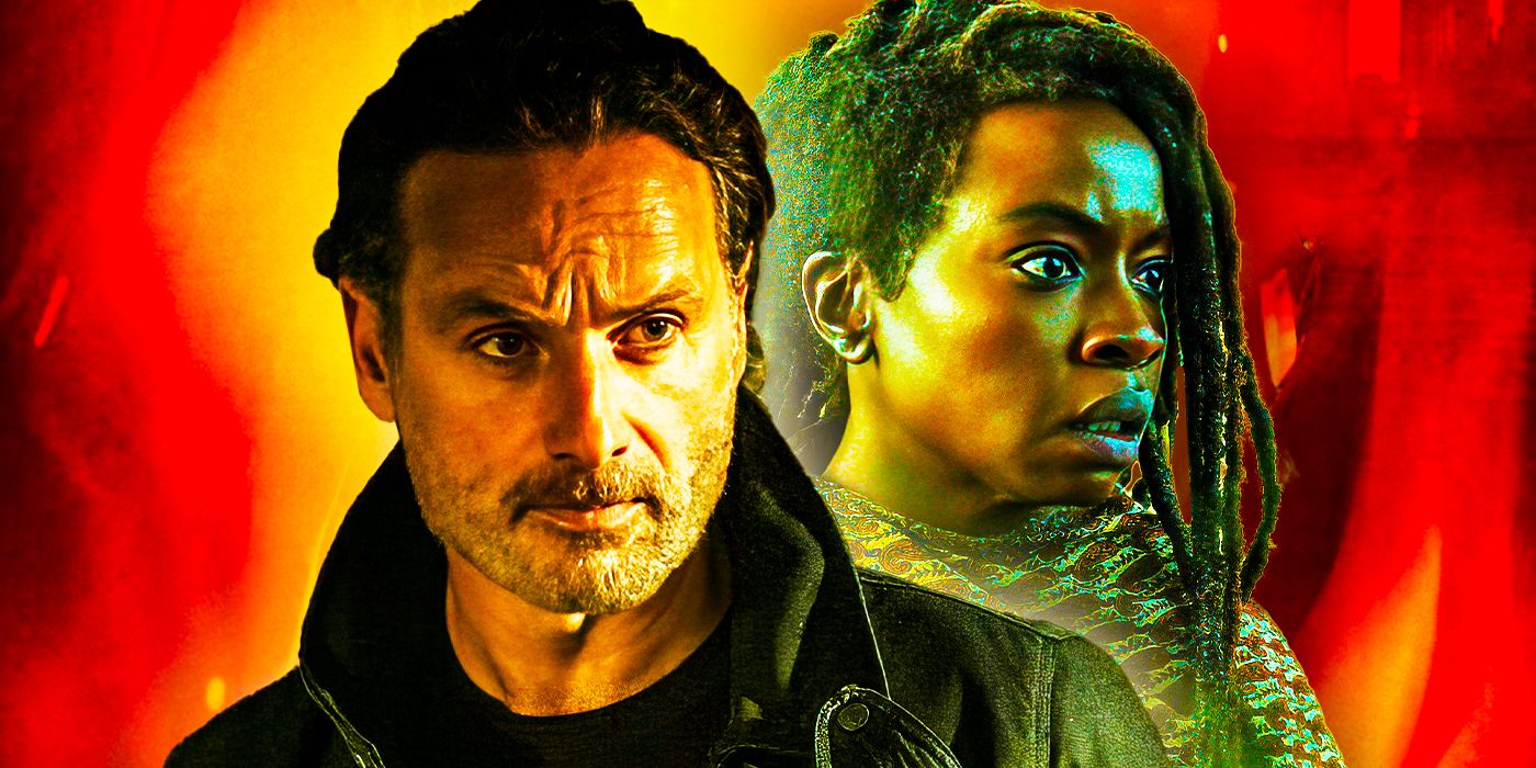 Andrew Lincoln as Rick Grimes and Danai Gurira as Michonne in The Ones Who Live