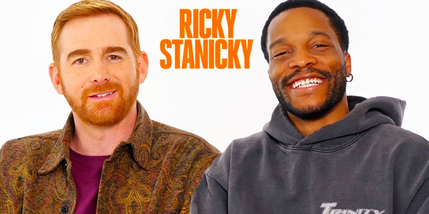 Edited image of Andrew Santino & Jermaine Fowler during Ricky Stanicky interview