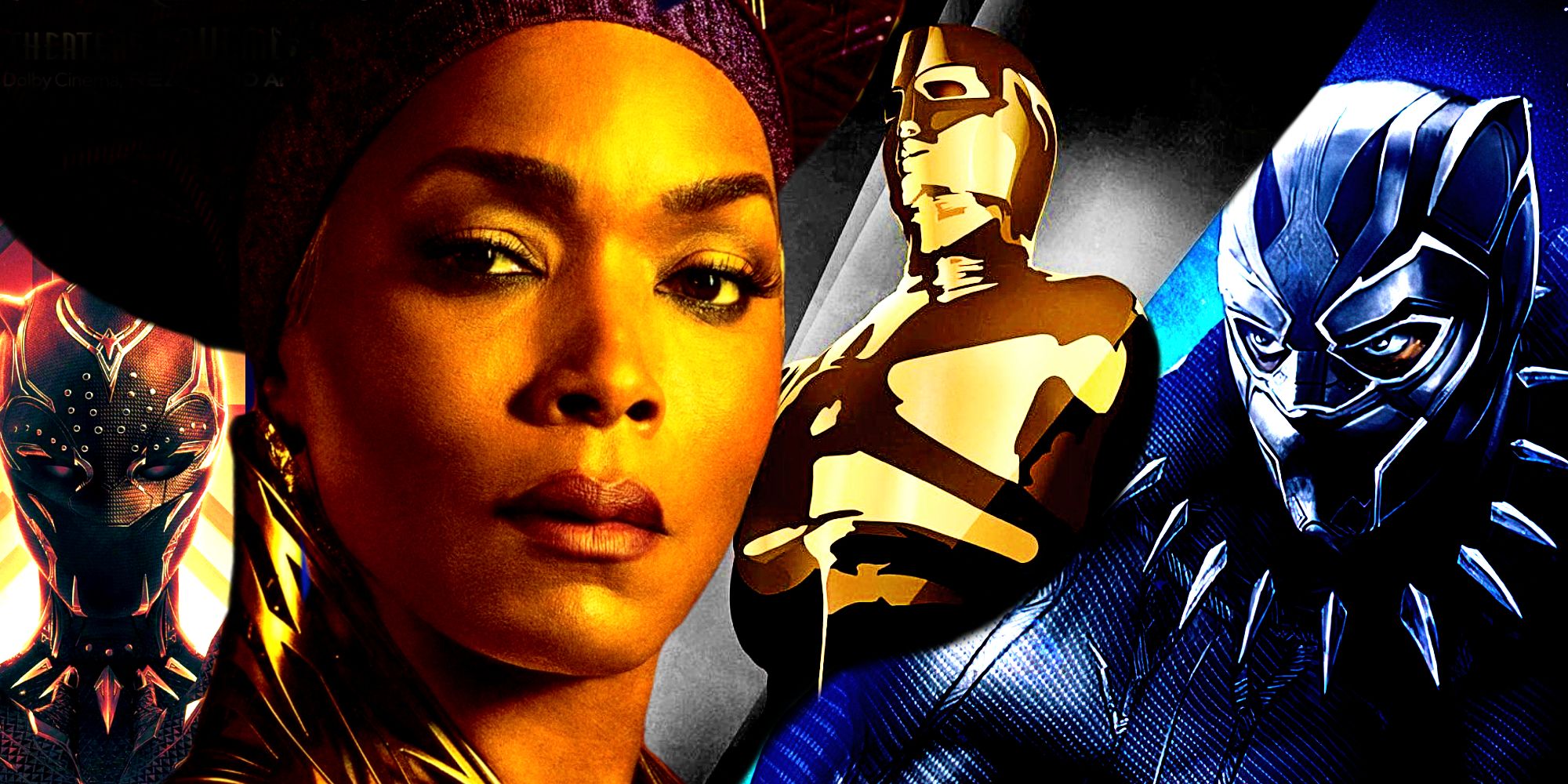 Angela Bassett as Queen Ramonda in Black Panther Wakanda Forever and the Oscar Statue-1
