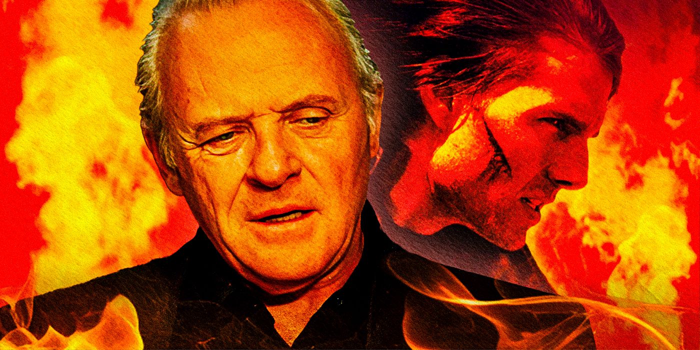 Anthony Hopkins as Swanbeck in mission impossible 2 with cruise behind him