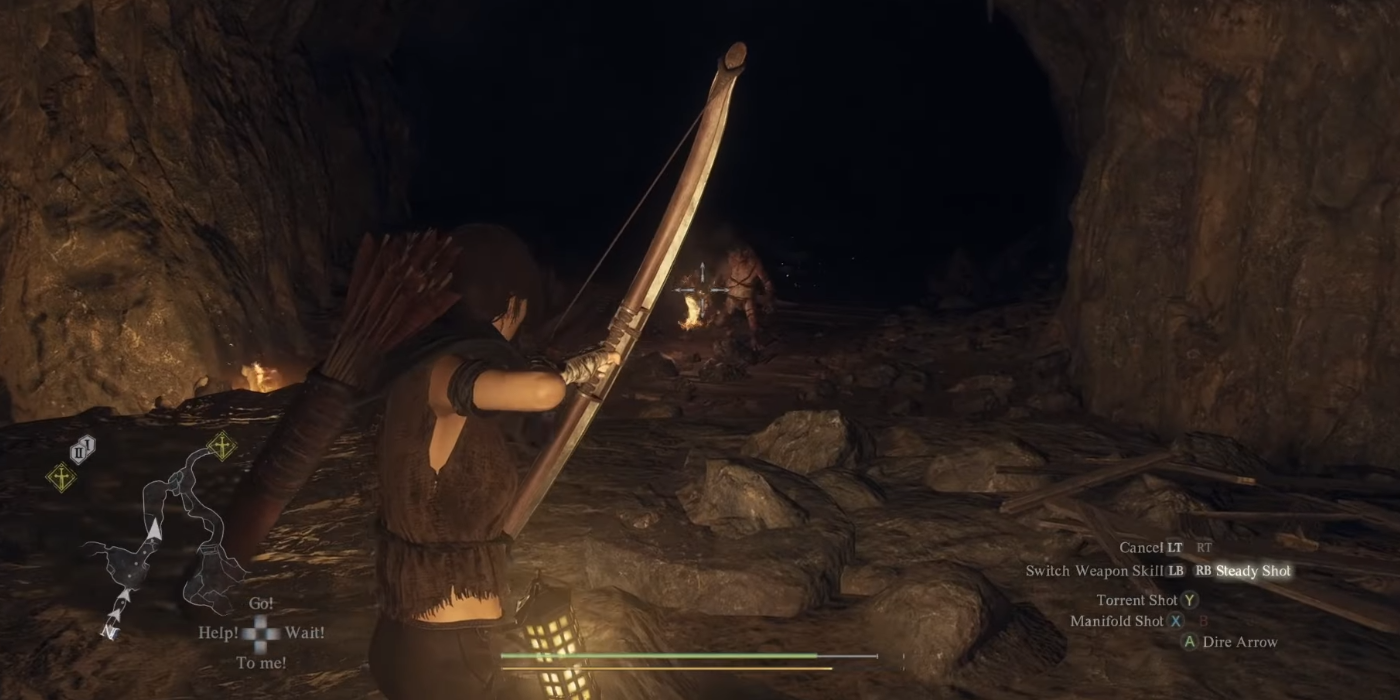 Jogador eliminando monstros na Mina Trevo em Dragon's Dogma 2.