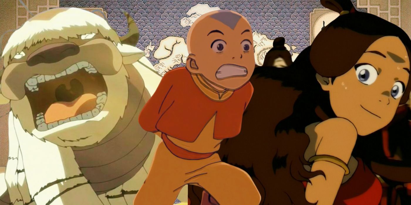 A composite image features Appa roaring, Aang running, and Katara dancing in some of the worst episodes of the animated Avatar The Last Airbender
