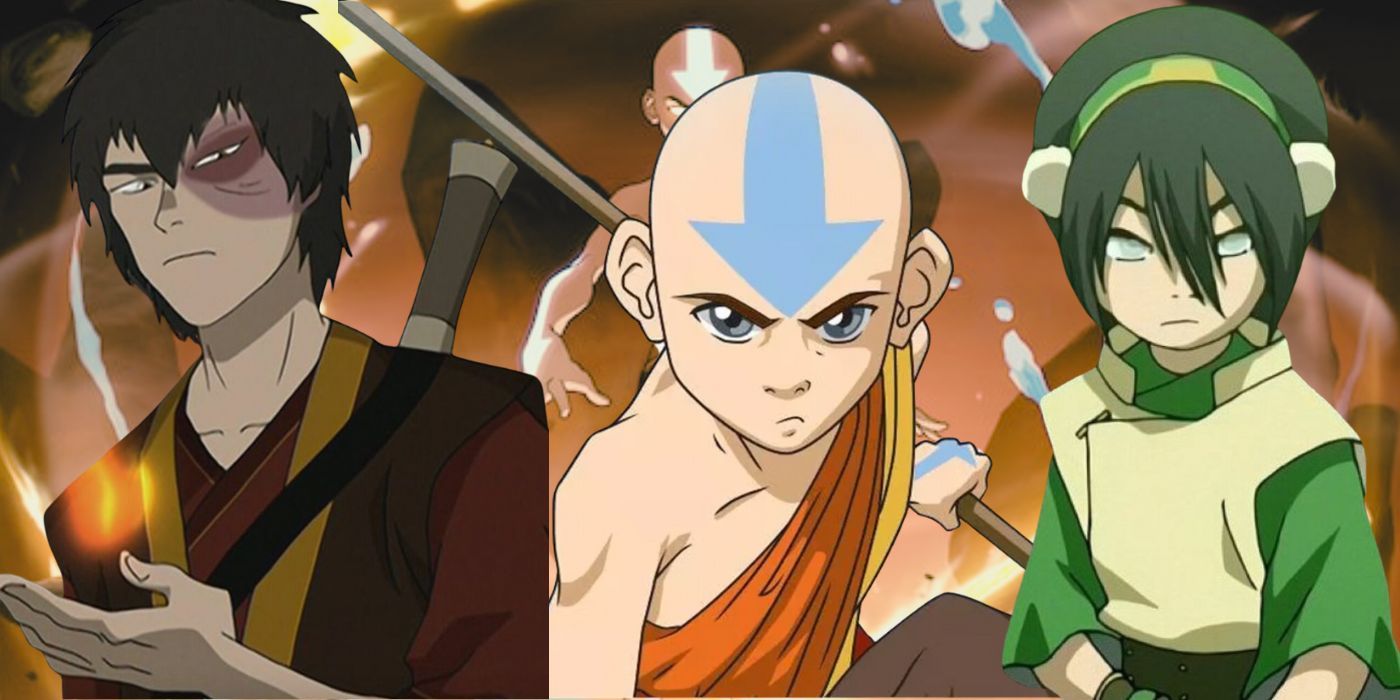 A blended image features Zuko, Aang, and Toph in the animated Avatar The Last Airbender series