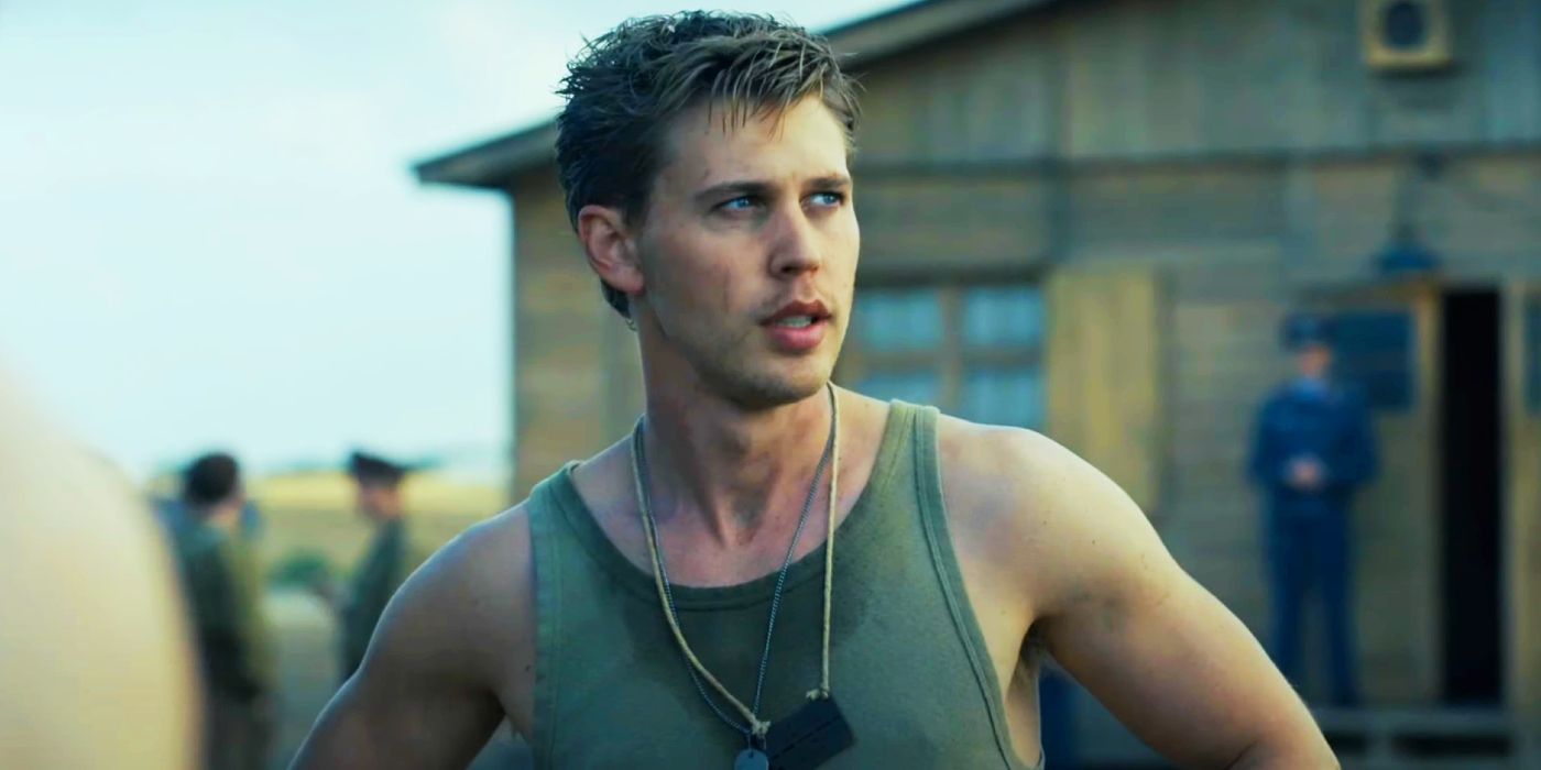 Austin Butler as Buck Cleven Wearing a Tank Top in Masters of the Air