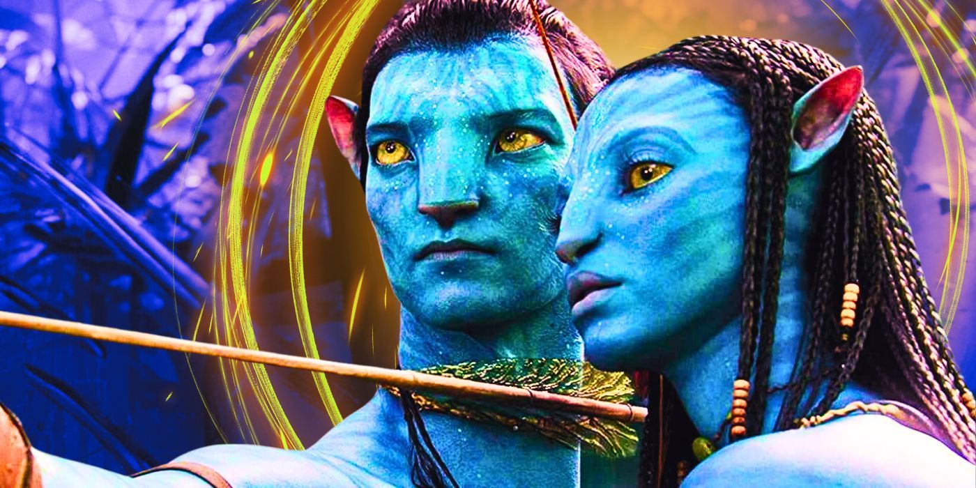 A custom image of Avatar's Jake Sully firing a bow and arrow with Neytiri