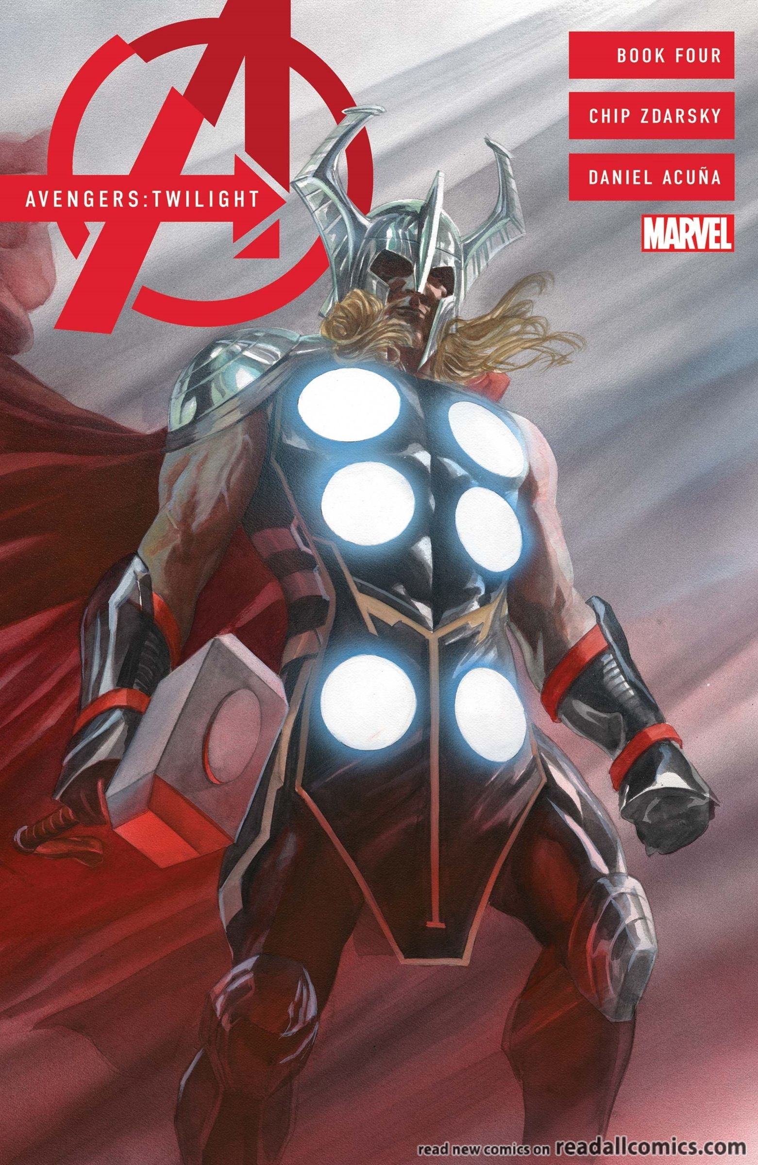 Thor segura Mjolnir na capa de Avengers Twilight #4 