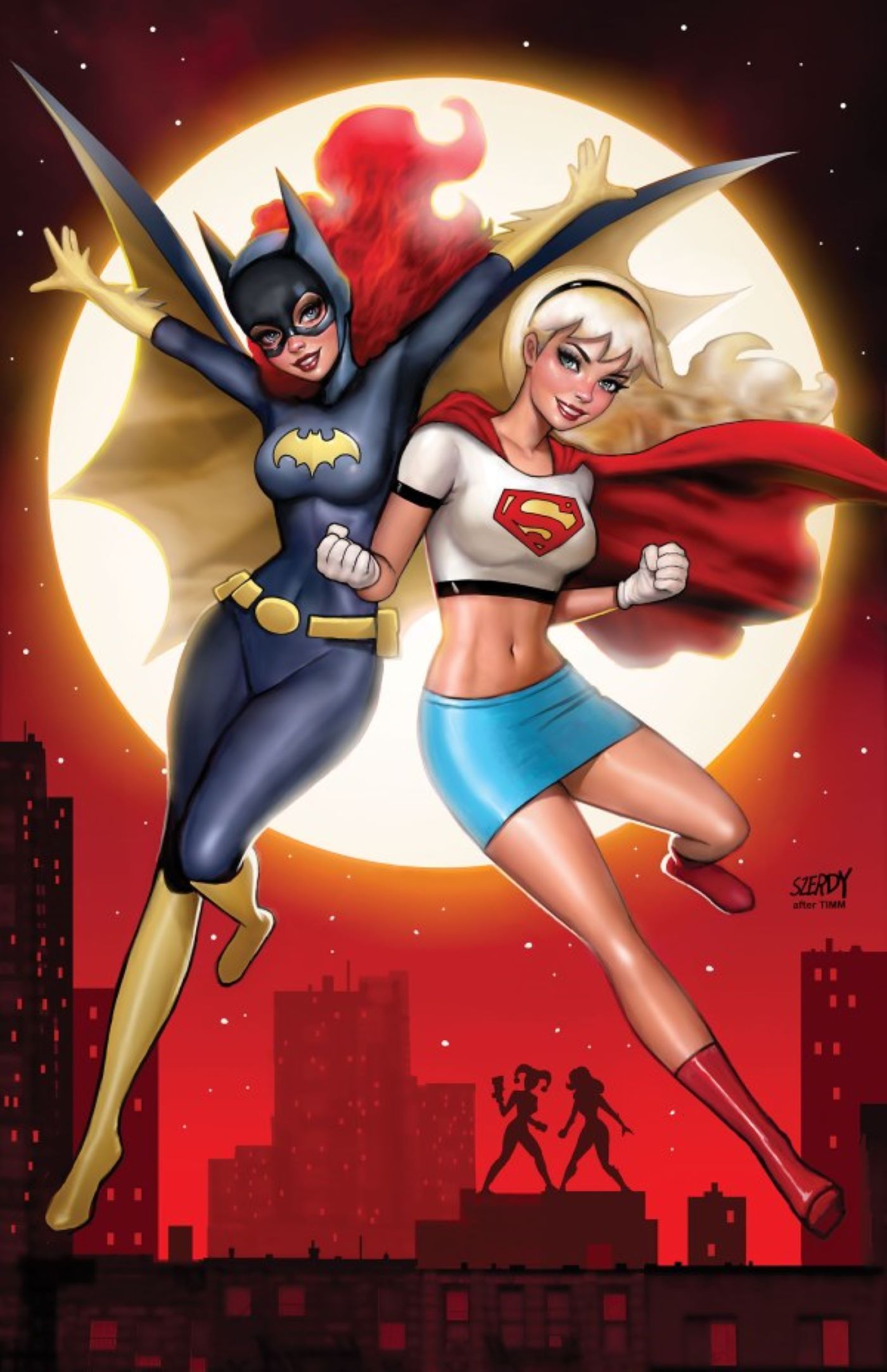 Batgirl and Supergirl variant cover for BAtman Superman World's Finest #28