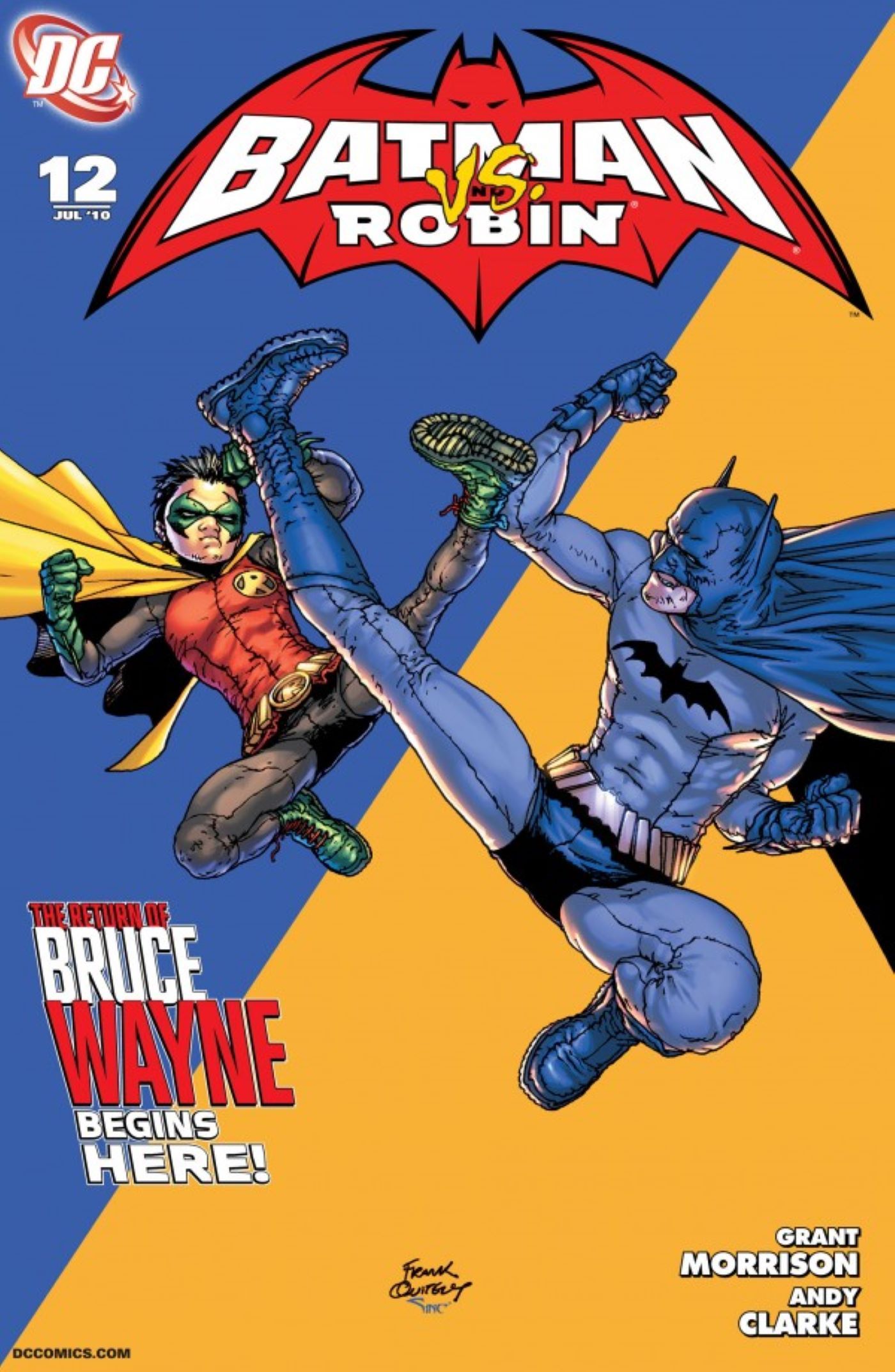 Batman e Robin #12 com Damian Wayne e Dick Grayson lutando