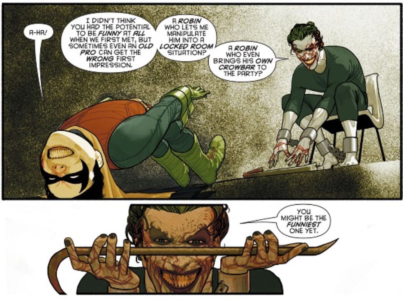 Batman e Robin # 15 Joker chama Damian Wayne de o robin mais engraçado 