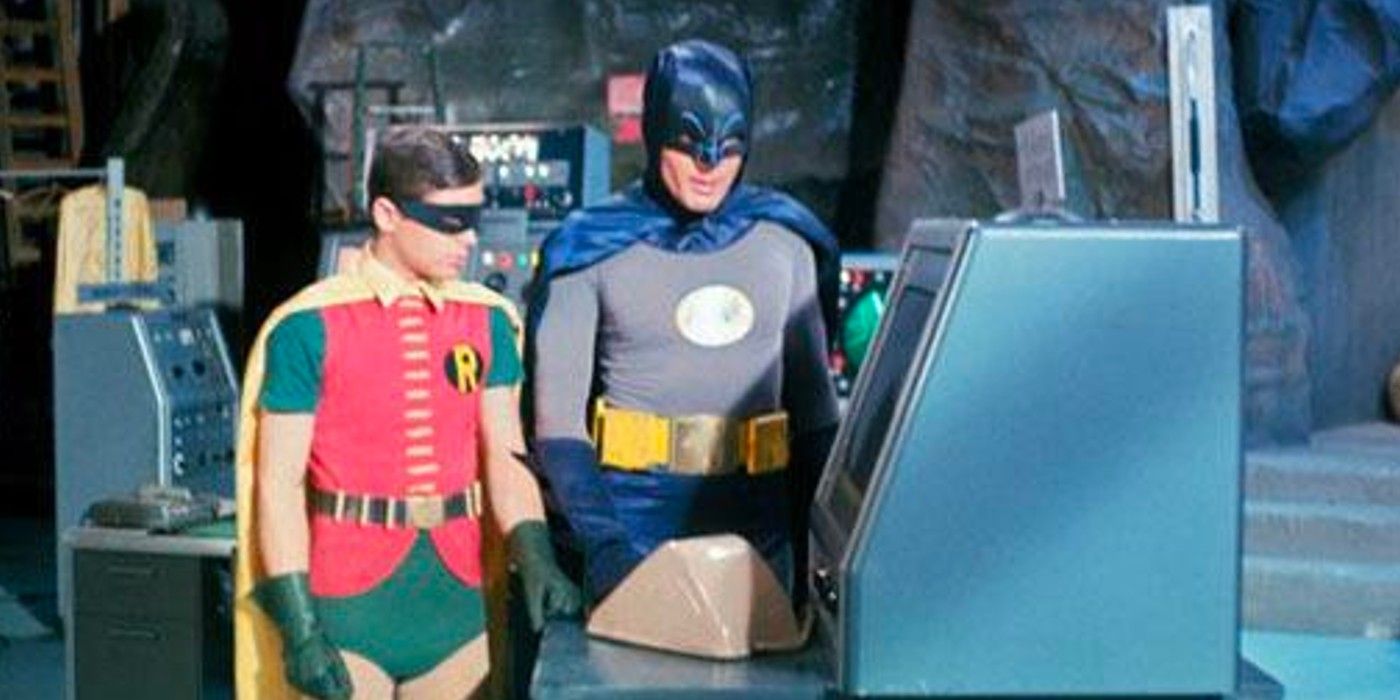 Batman and Robin in the 1966 Batcave