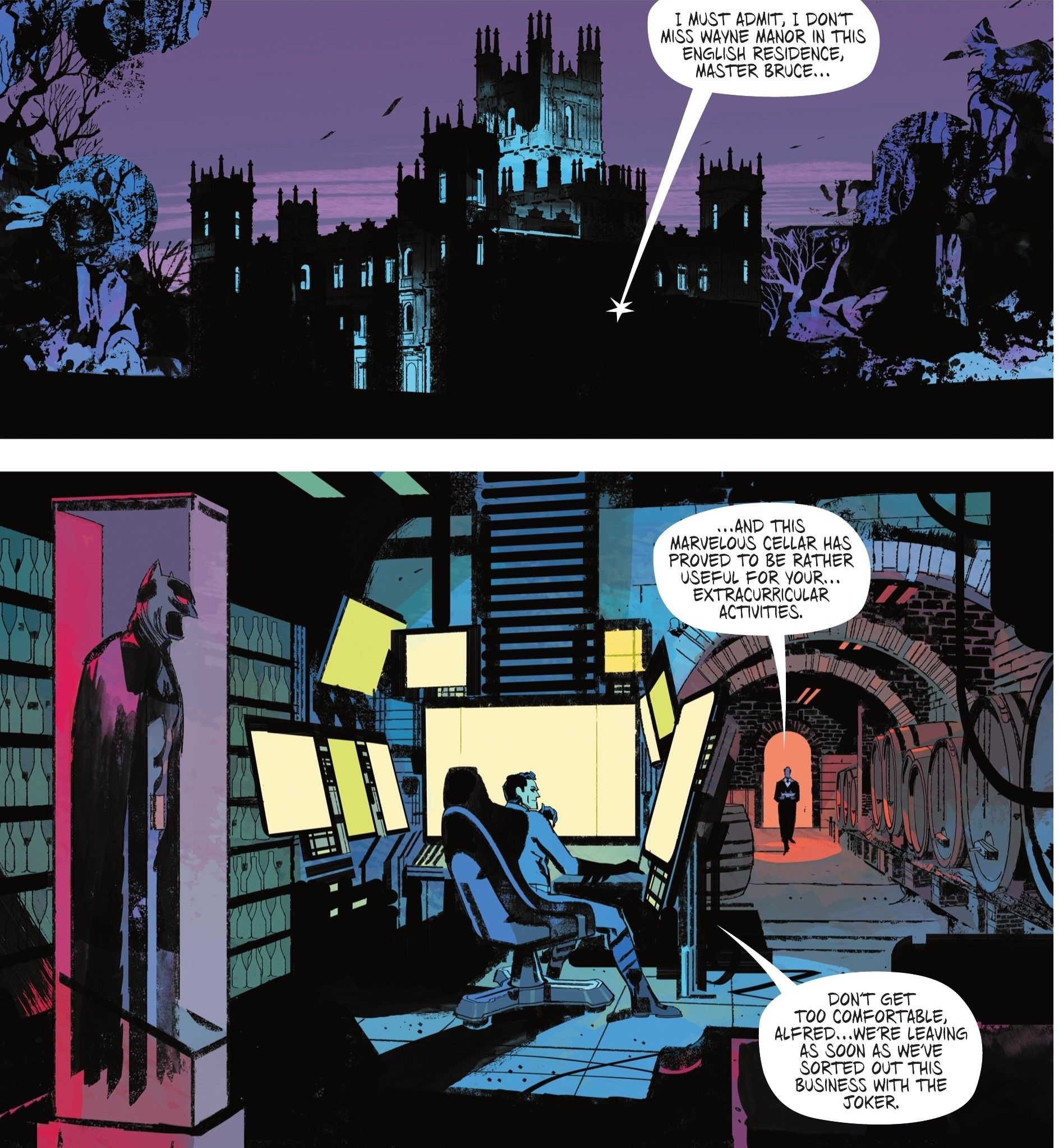 Batman Dylan Dog 1 com Bruce Wayne e Alfred em um castelo