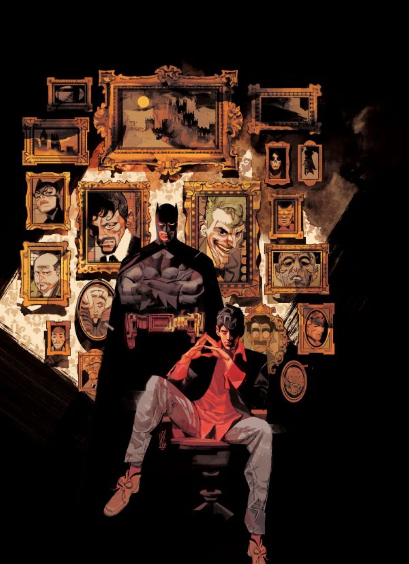 Capa variante do Batman Dylan Dog #3 com galeria de imagens de vilões