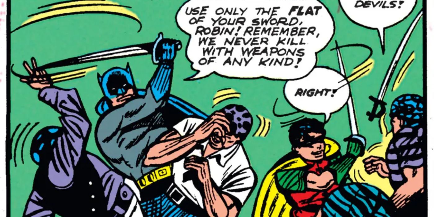 Batman especifica sua regra de não matar para Robin enquanto luta com espadas na DC Comics