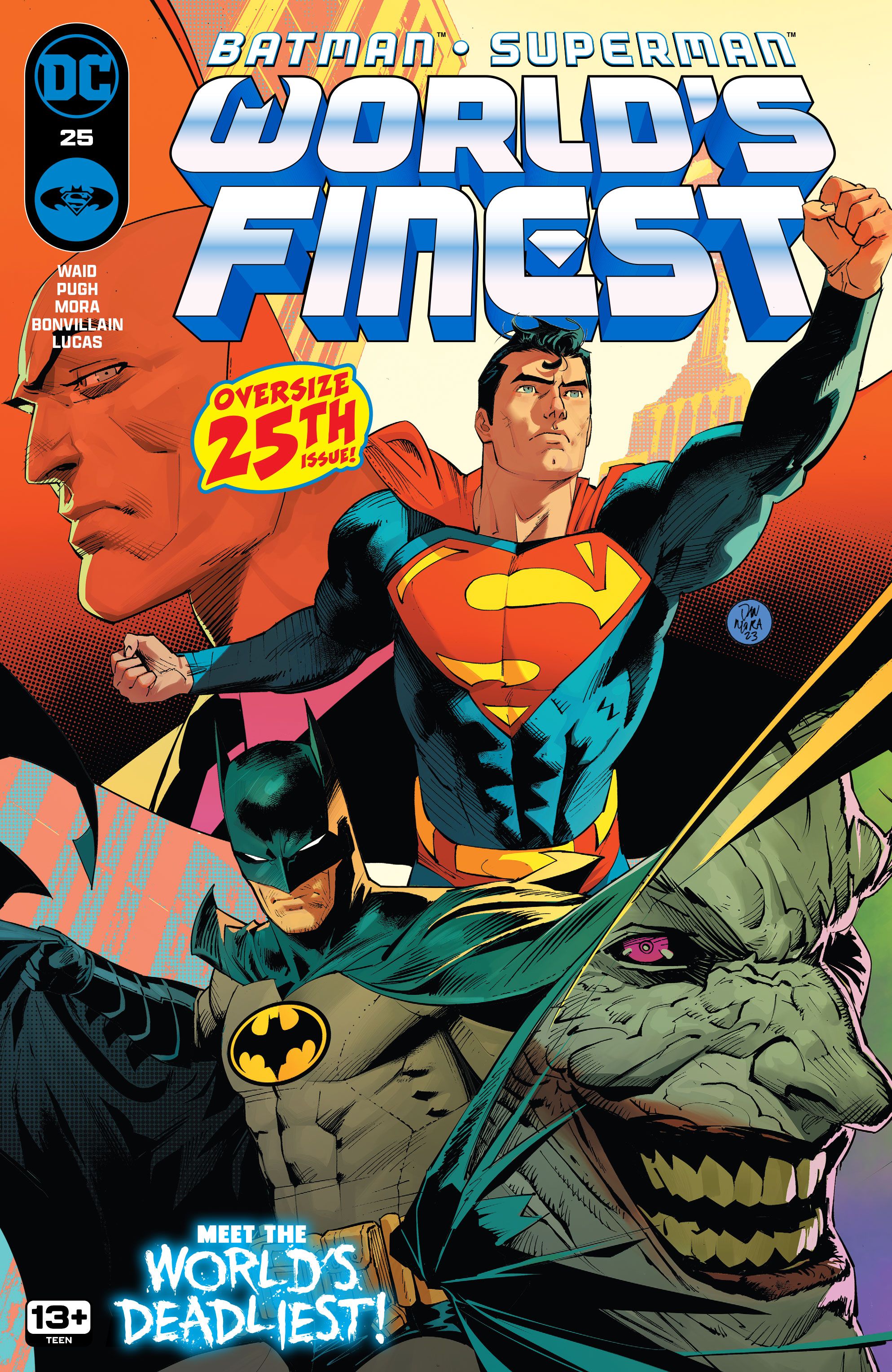 Batman Superman World's Finest 25 Main Cover: Superman, Batman, Lex Luthor, and the Joker appear.