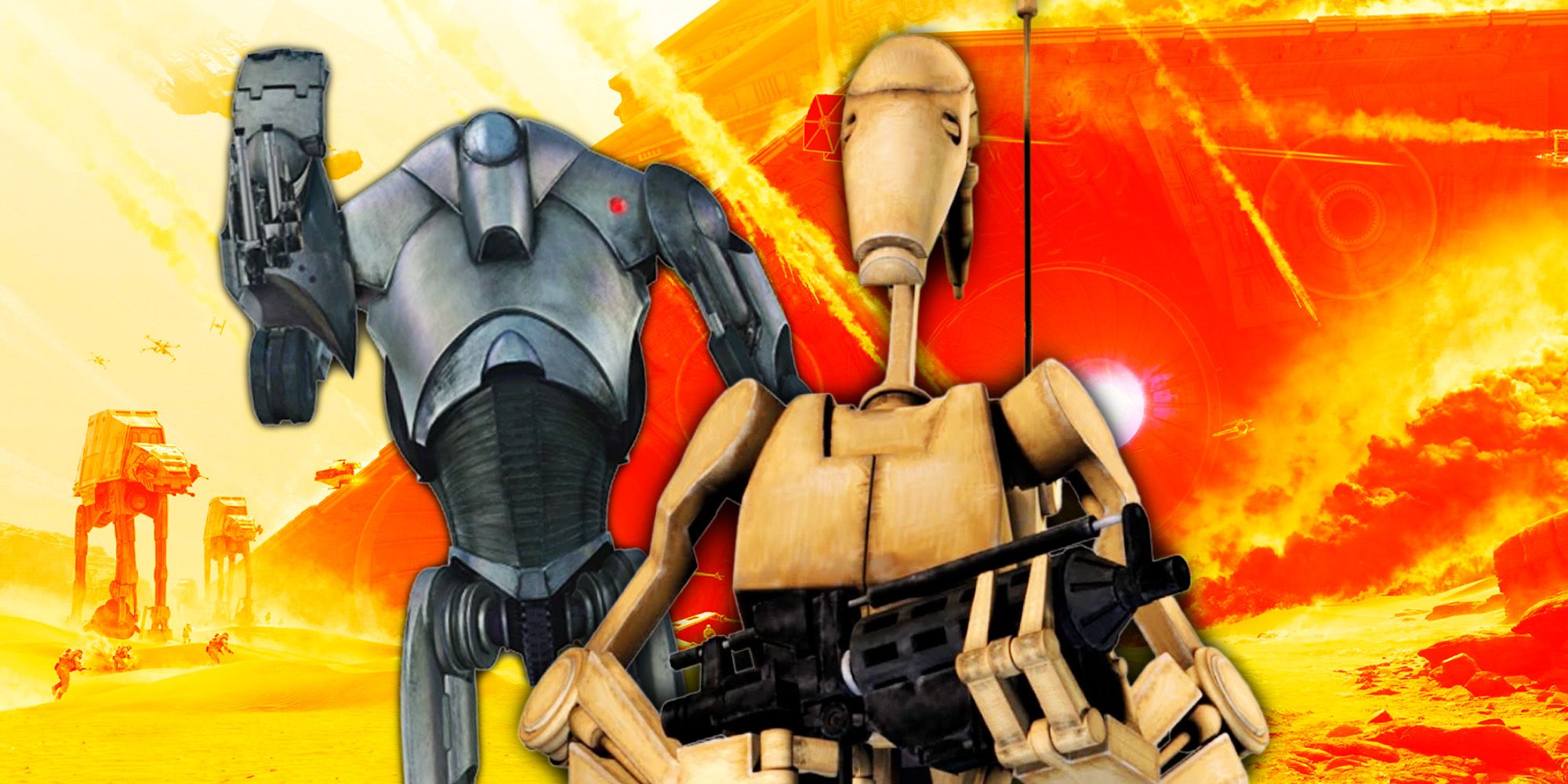 Battle droids from Clone Wars on the battlefront