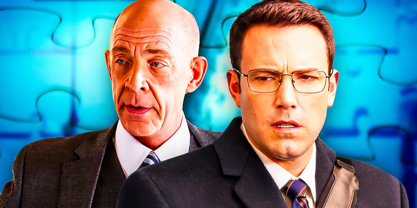 Ben Affleck as Christian Wolff & J.K Simmons as Ray King in The Accountant