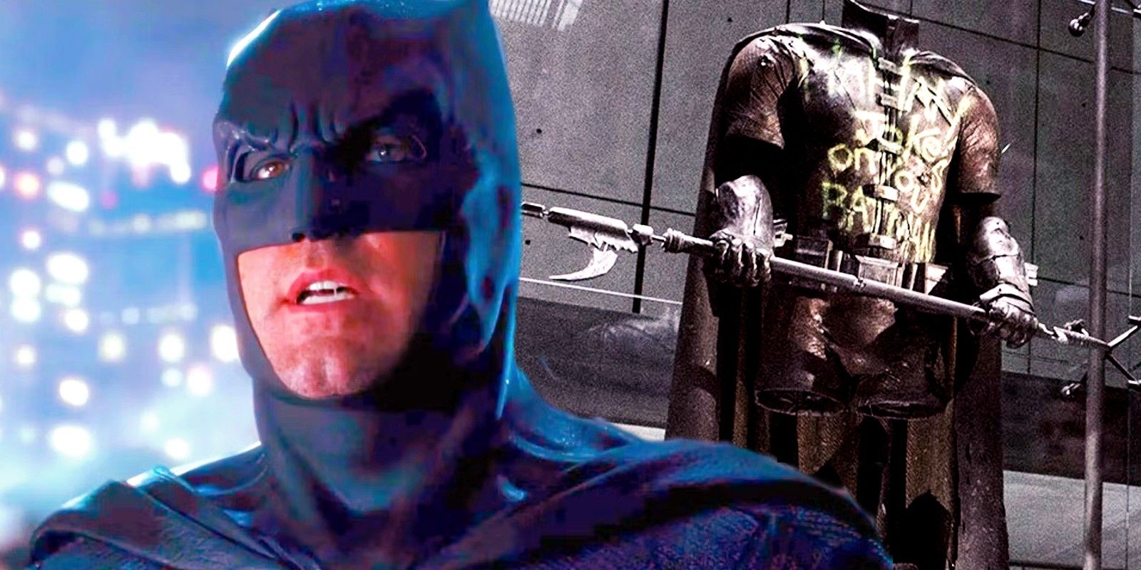 Ben Affleck's Batman next to a Robin outfit in the DCEU