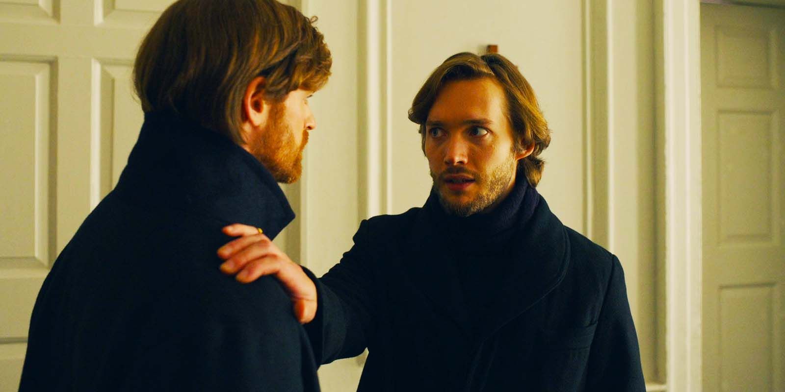 Benjamin Wainwright as Frederick Trenchard and Toby Regbo as Reverend James Trenchard in Belgravia The Next Chapter episode 8