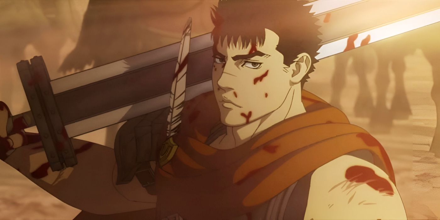 Guts fights as a member of the Band of the Hawk from Berserk: The Golden Age Arc.