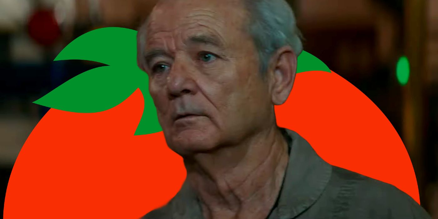 Bill Murray as Peter Venkman in Ghostbusters Frozen Empire with the Rotten Tomatoes Logo