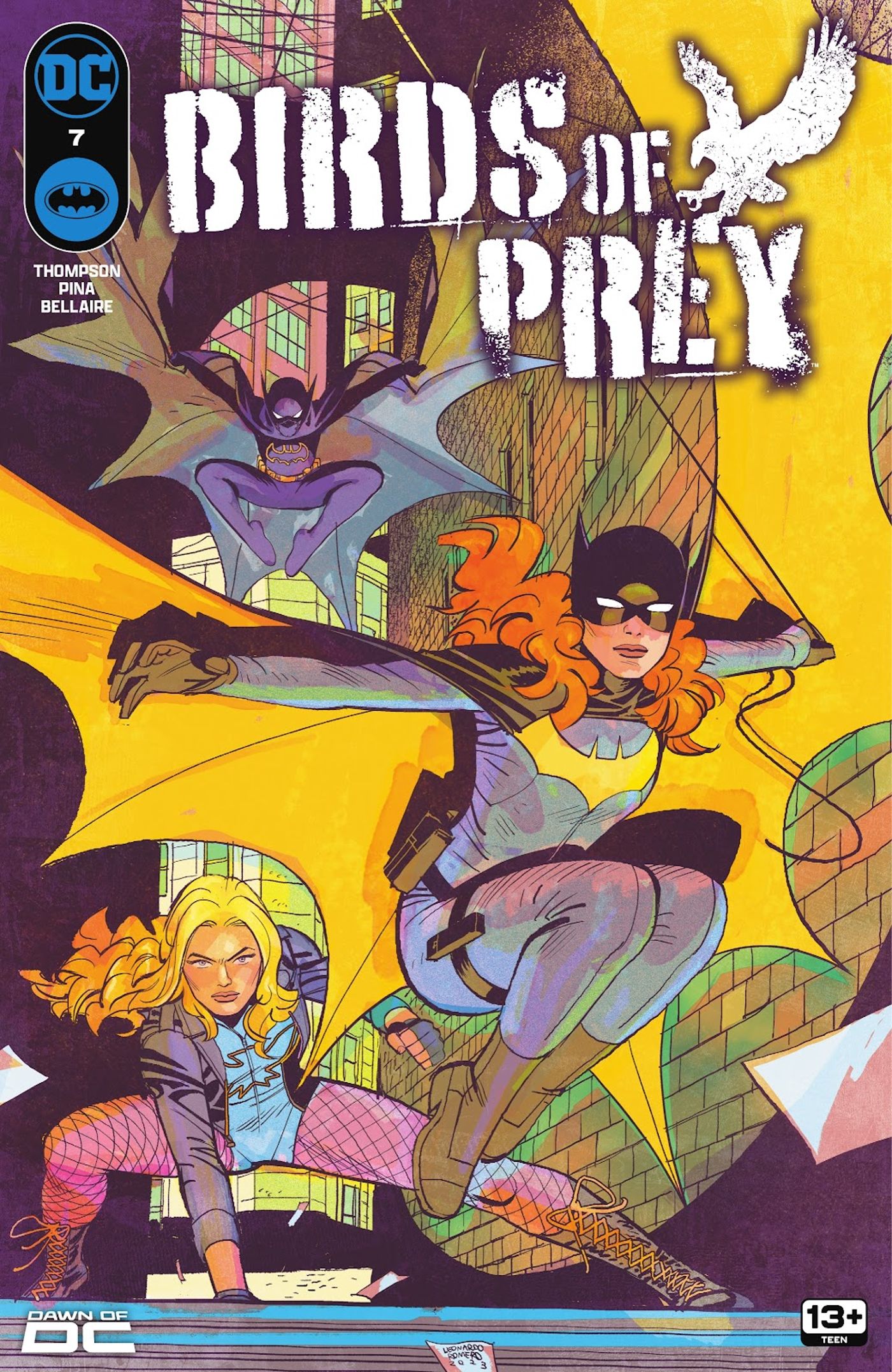 Birds of Prey 7 Main Cover: Cassandra Cain, Dinah Lance, and Barbara Gordon all strike fight poses.