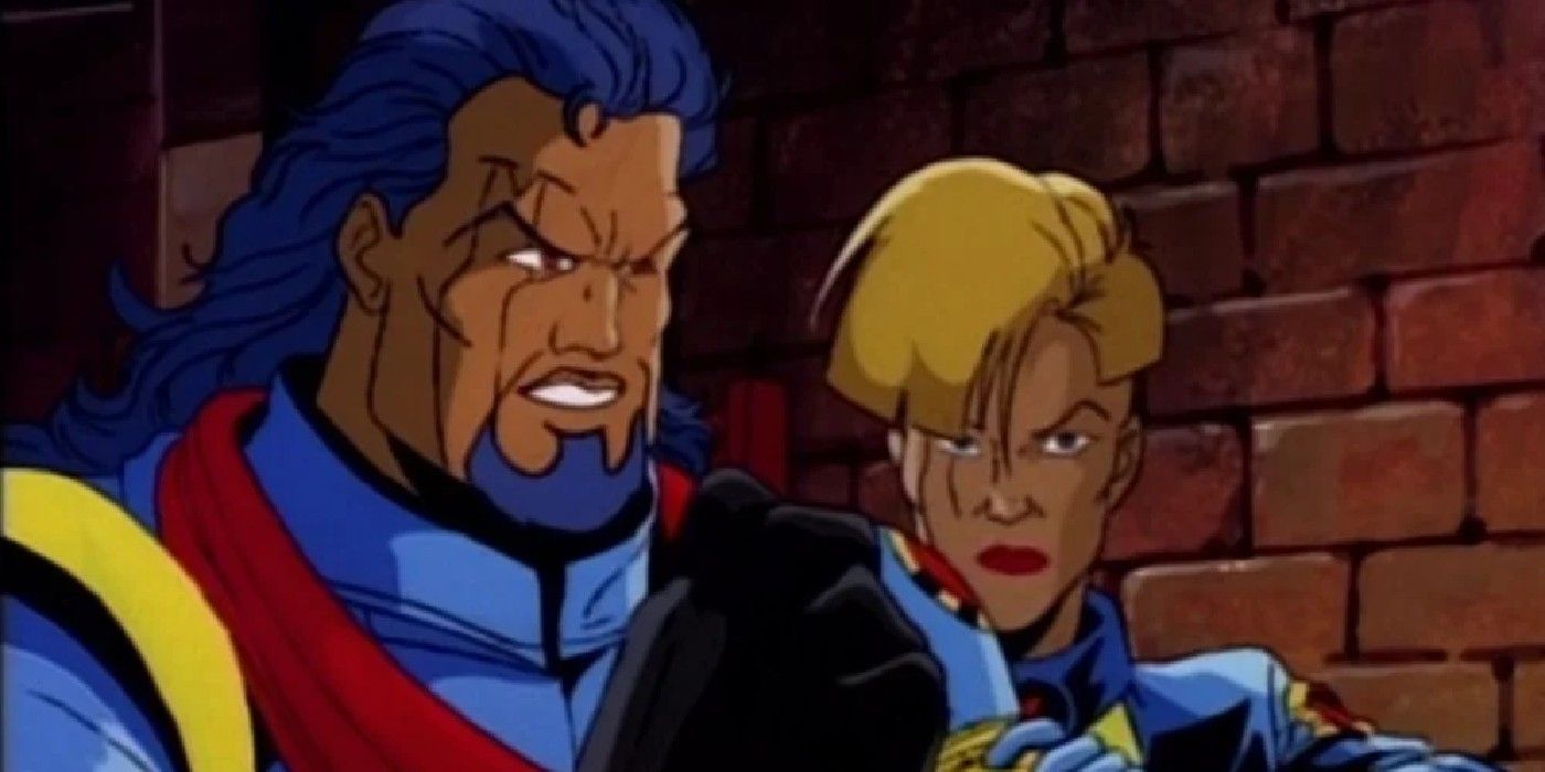 Bispo e Shard conversando em X-Men, a série animada