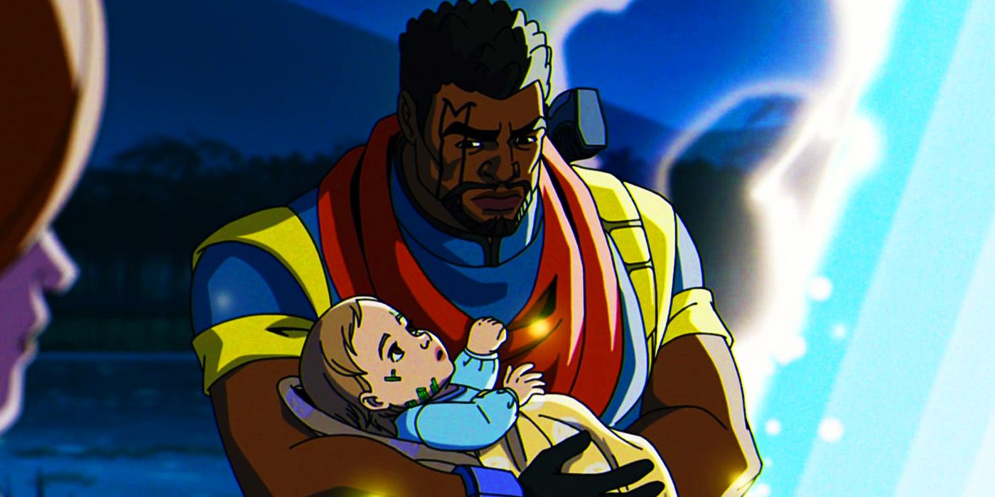 Bishop levando Nathan Summers para o futuro no episódio 3 de X-Men '97