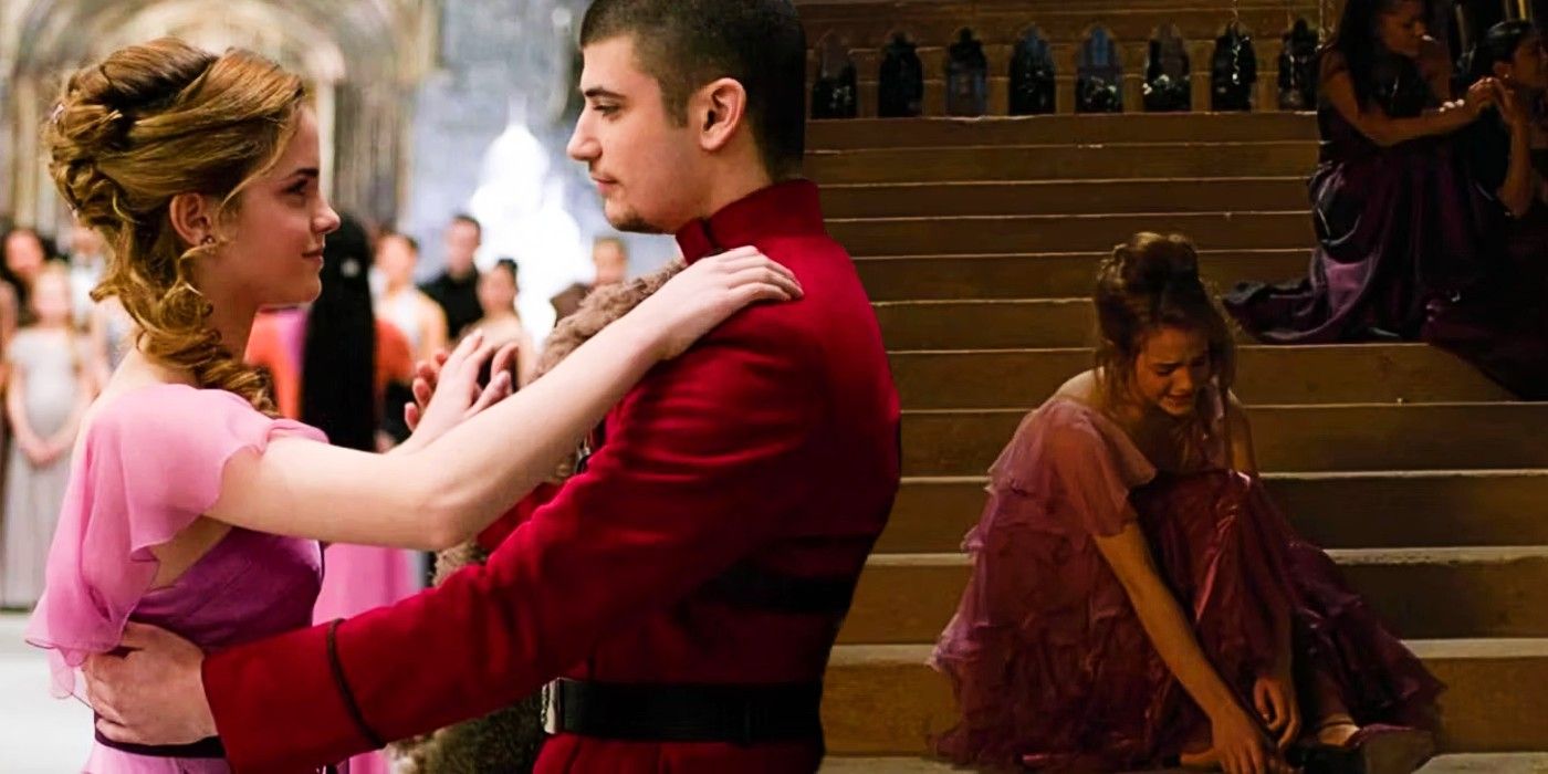 Blended image of Hermione Granger (Emma Watson) at the Yule Ball with Viktor Krum in Harry Potter and the Goblet of Fire