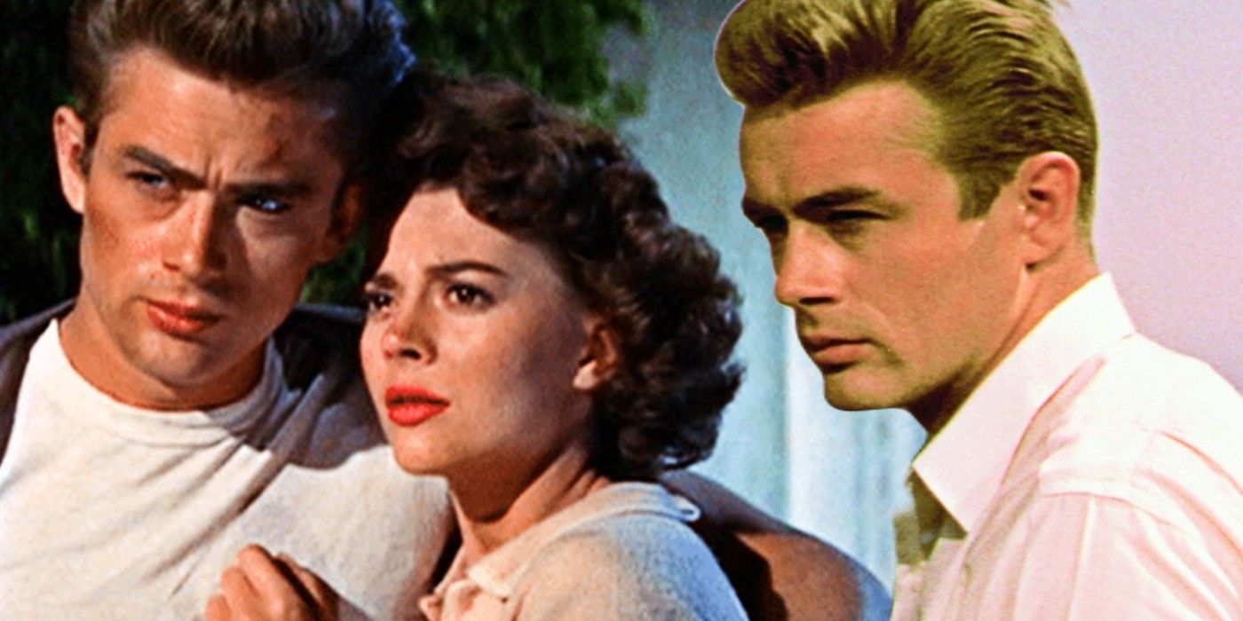 Blended image of James Dean and Natalie Wood in Rebel Without a Cause