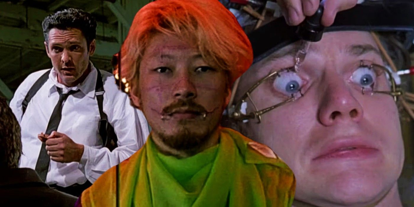 Blended image of Reservoir Dogs, Ichi the Killer, and A Clockwork Orange
