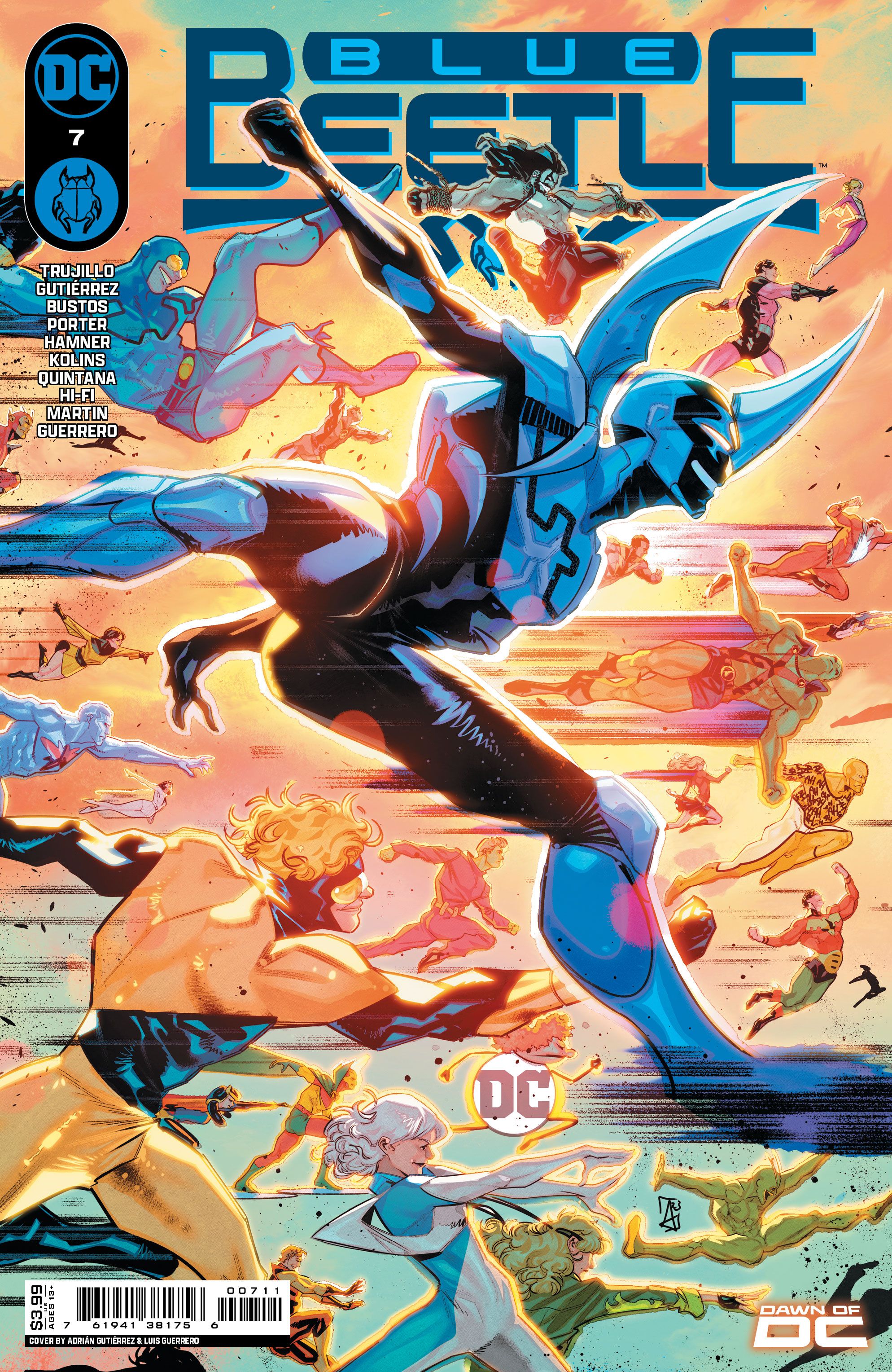 Blue Beetle 7 Cover with Additional Heroes DC