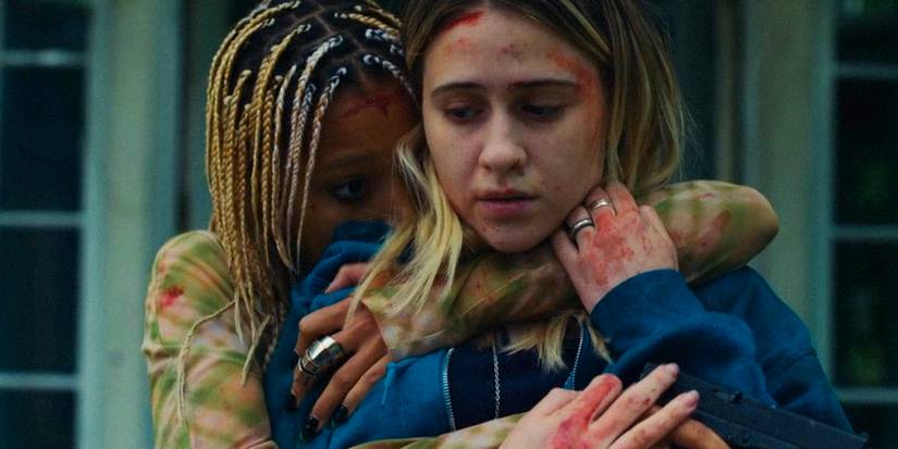 Sophie trying to comfort Bee in Bodies Bodies bodies