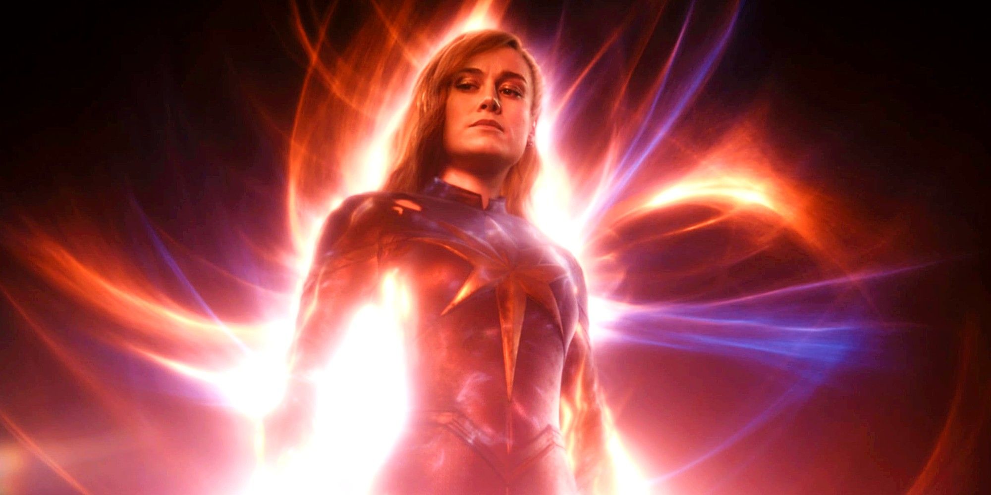 Brie Larson As Carol Danvers Hovering In Space Surrounded By Her Power In The Marvels