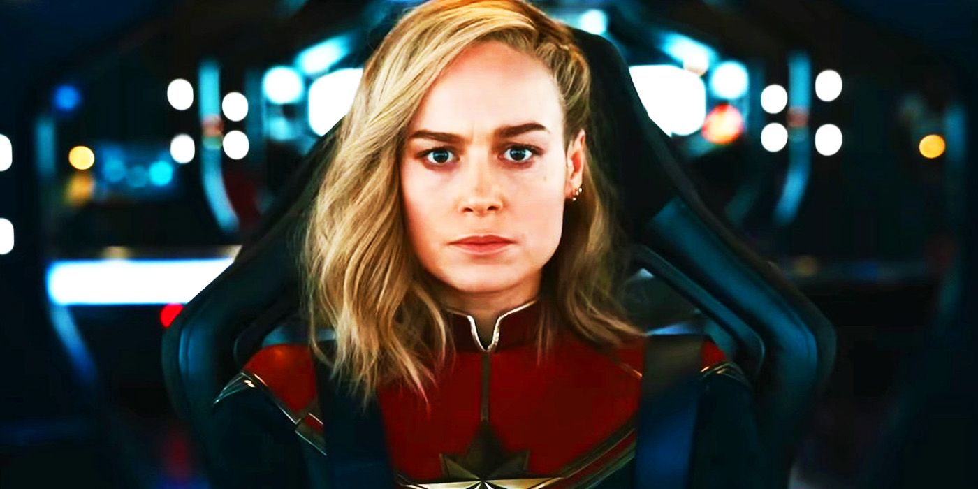 Capitã Marvel de Brie Larson pilotando sua nave em The Marvels