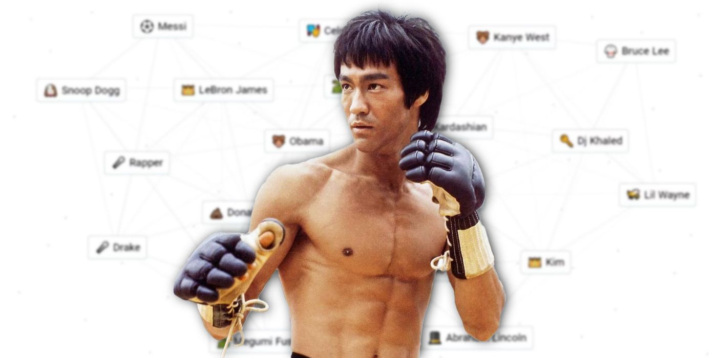 Bruce Lee wearing boxing gloves on an Infinite Craft background
