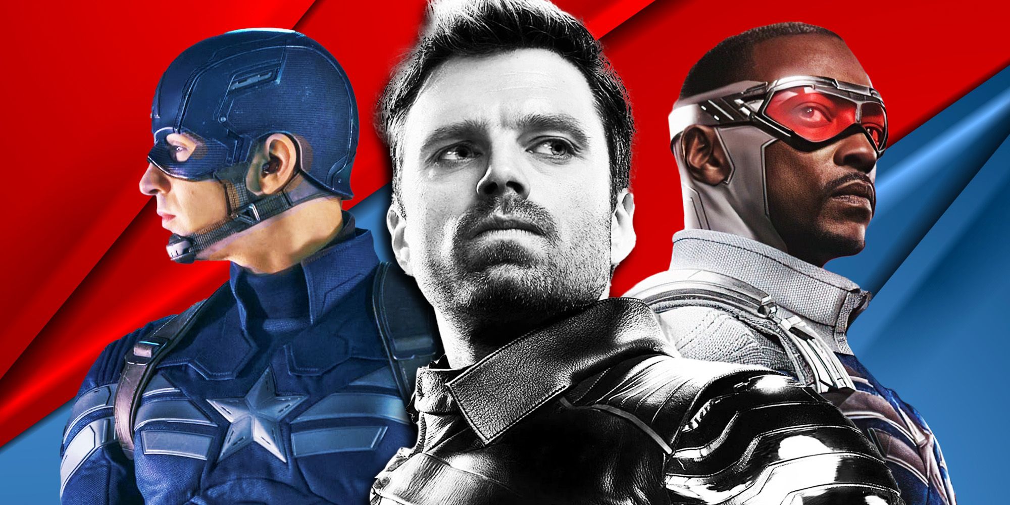 Bucky Barnes with Sam Wilson as Captain America and Steve Rogers as Captain America