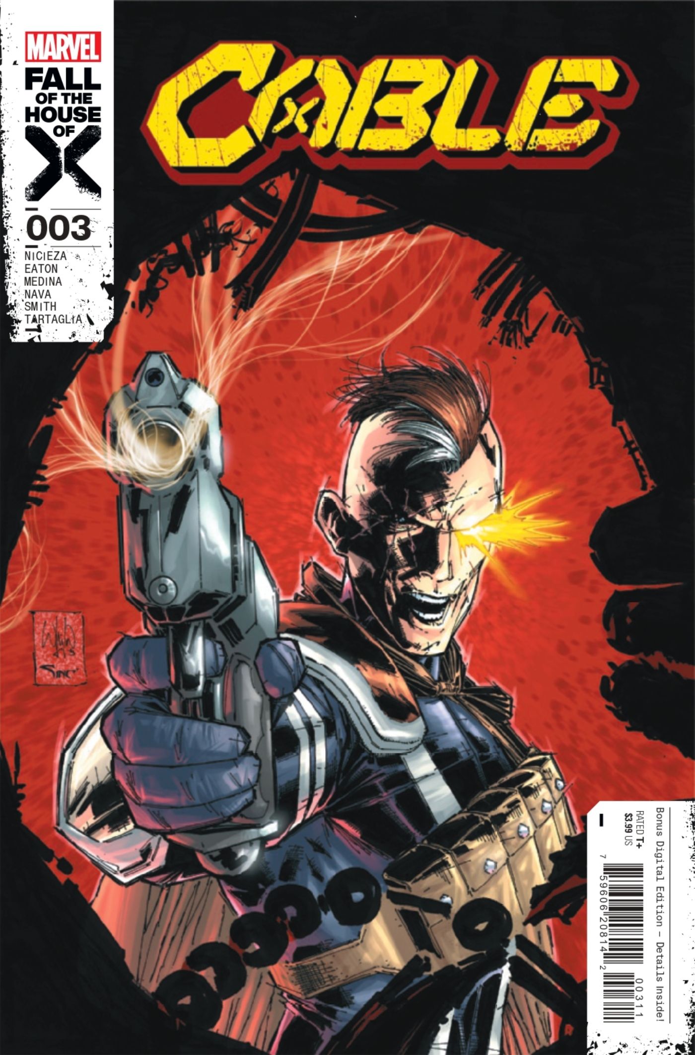 Capa do Cable #3 com Kid Cable atirando com sua arma.