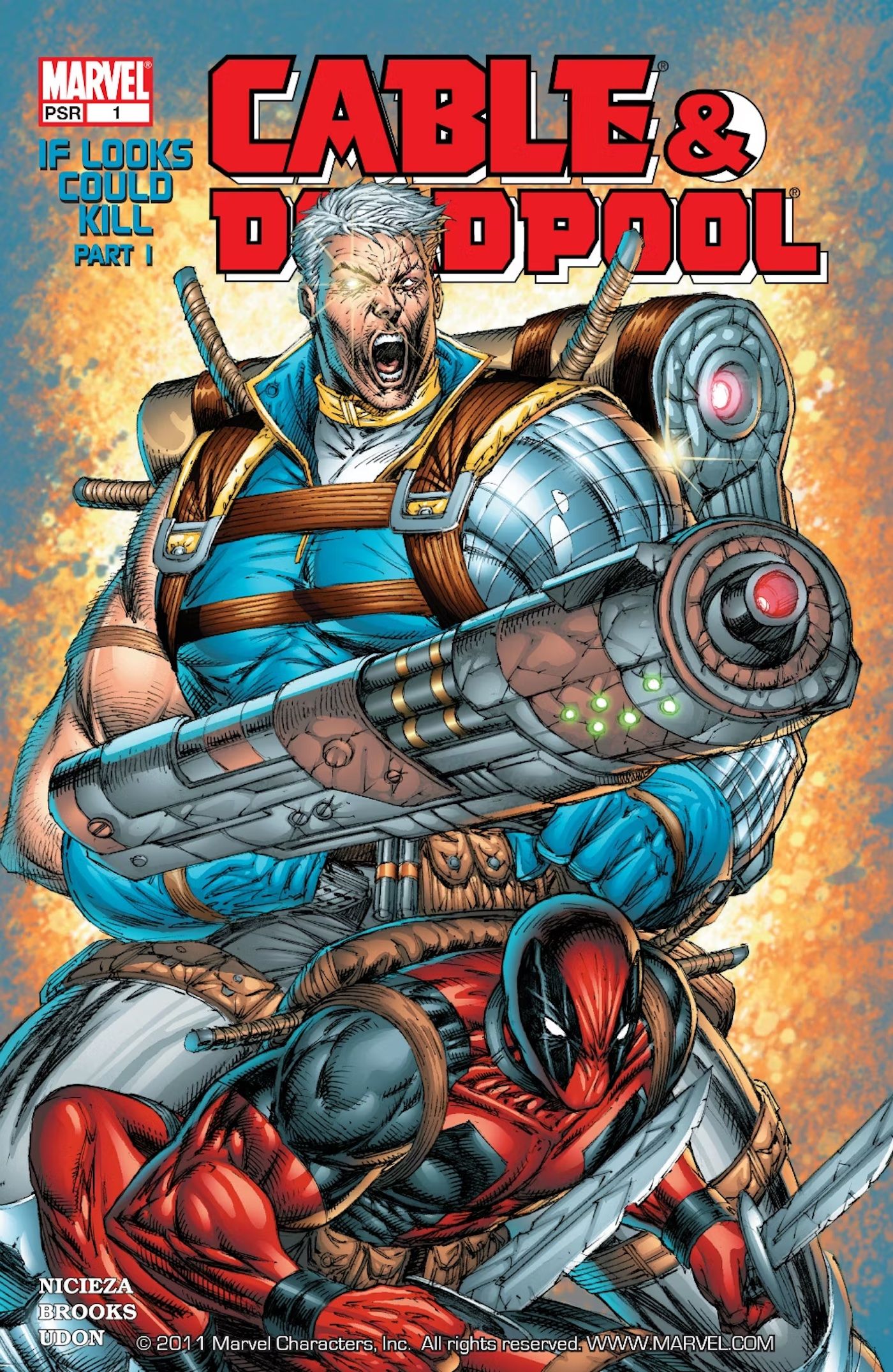 Cable & Deadpool looking enormous in Rob Liefeld's cover for their team-up series.