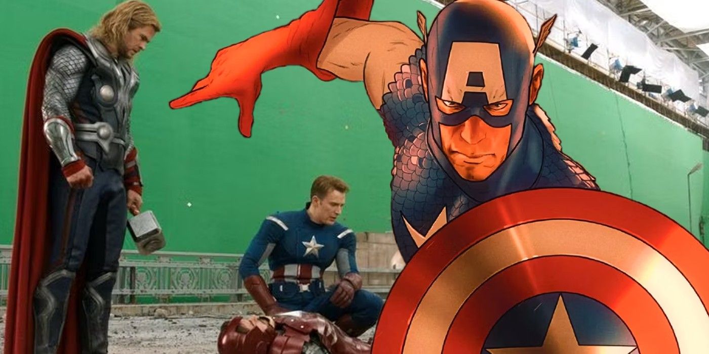 Captain America comics image with BTS scene from Avengers.