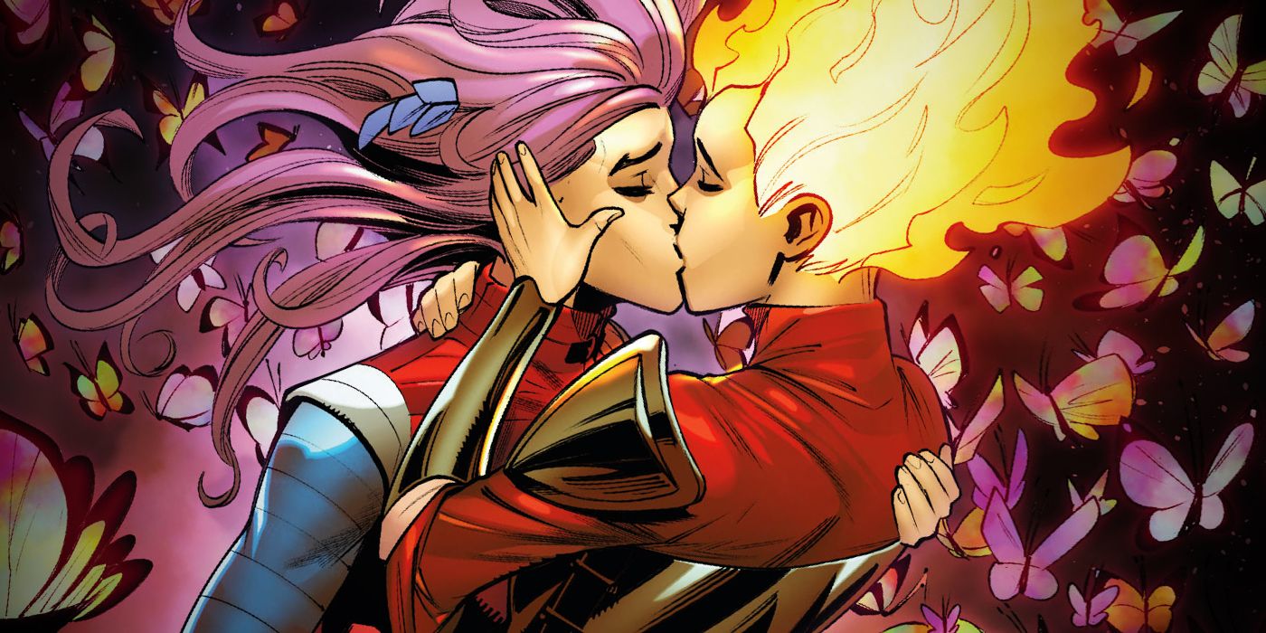 Captain Britain and Rachel Summers aka Askani Kissing in Marvel Comics