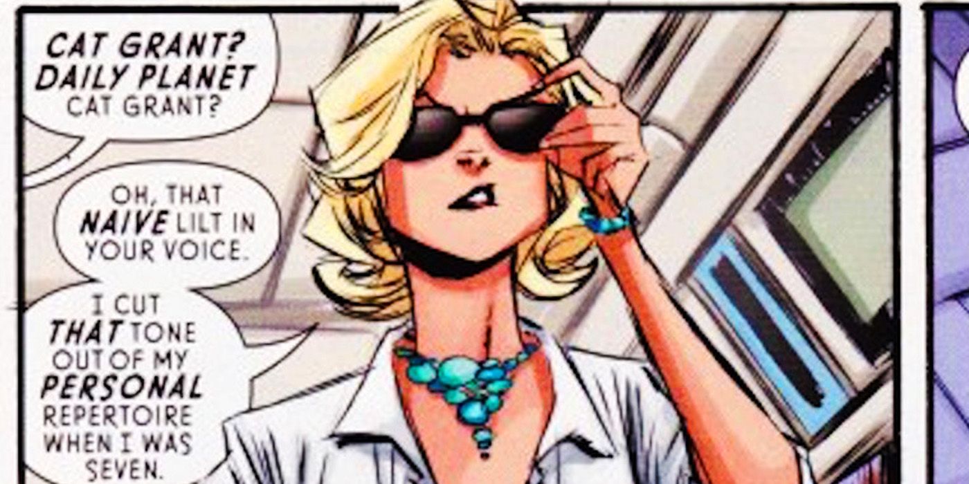 Cat Grant in sunglasses at the Daily Planet in DC Comics