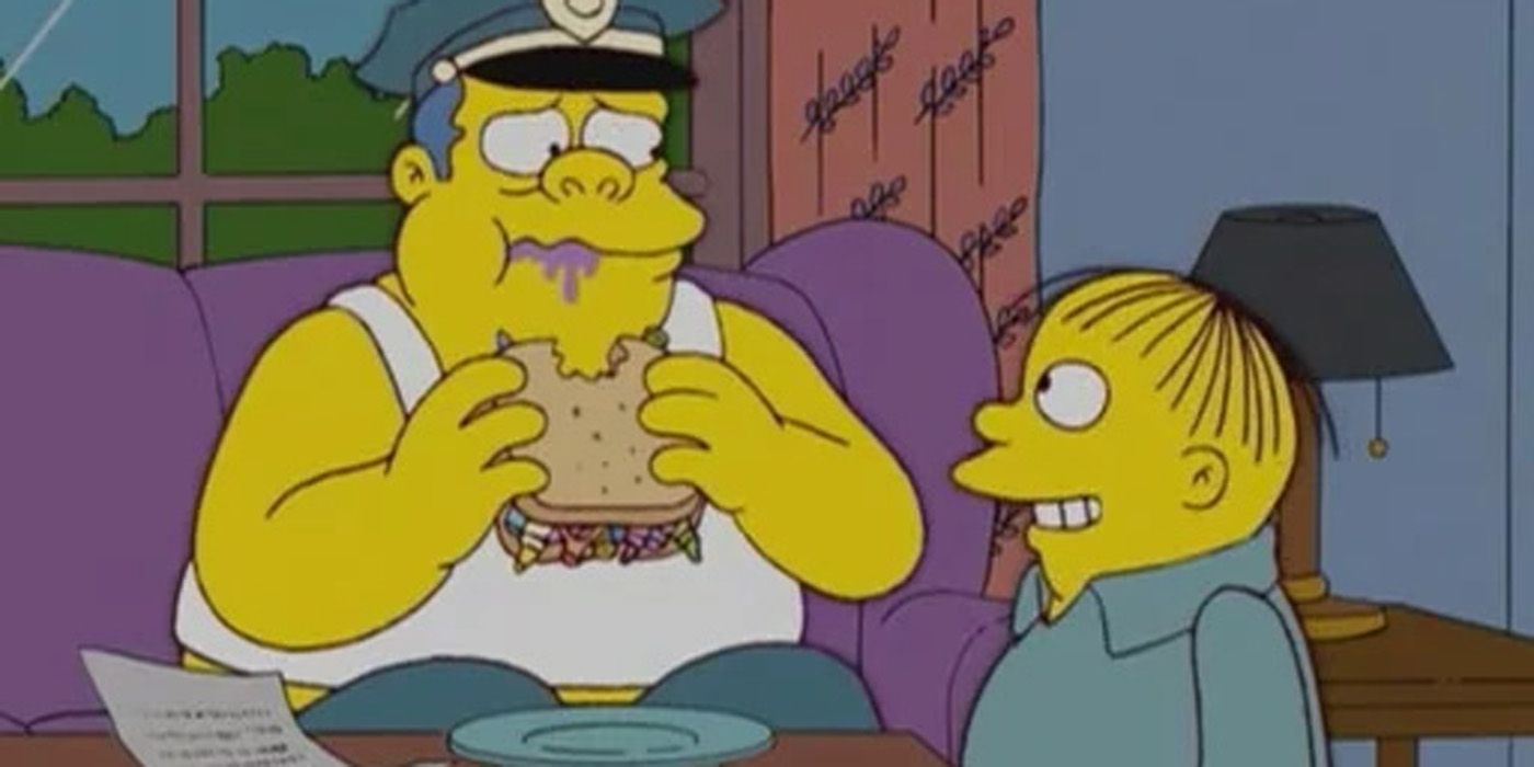 Chief Wgguns eating with Ralph in The Simpsons